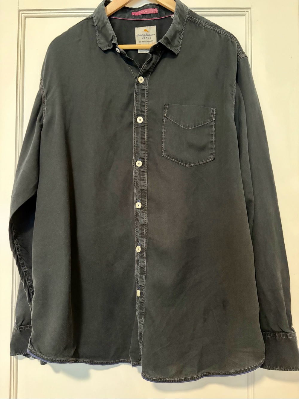 Vintage-Look Button-Up Shirt in Washed Charcoal